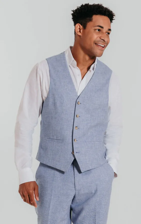 Light Blue Linen 3 Piece Suit - photo 7 Light Blue Linen 3 Piece Suit - photo 7
