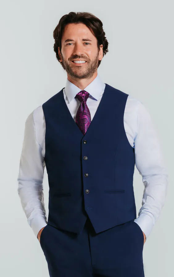 Blue Slim Fit Vest