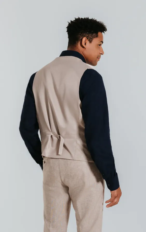 Sand Linen Slim Fit Vest - photo 2