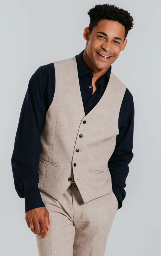 Sand Linen Slim Fit Suit Jacket - photo 6