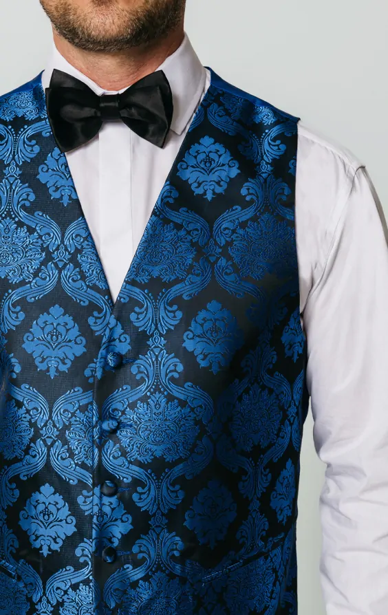 Blue Victorian Jacquard Vest | Dobell