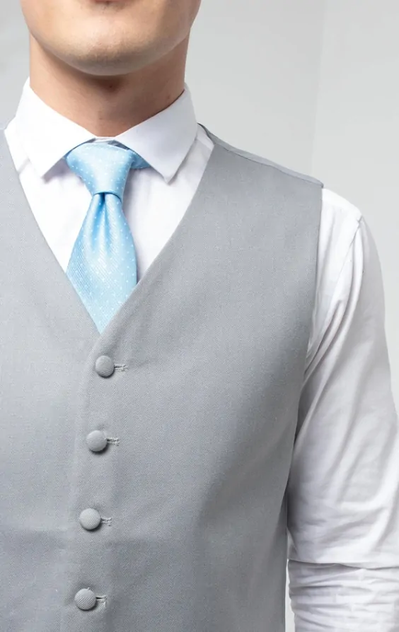 Dobell Mens Dove Grey Morning Suit Wedding Vest Regular Fit Single Breasted