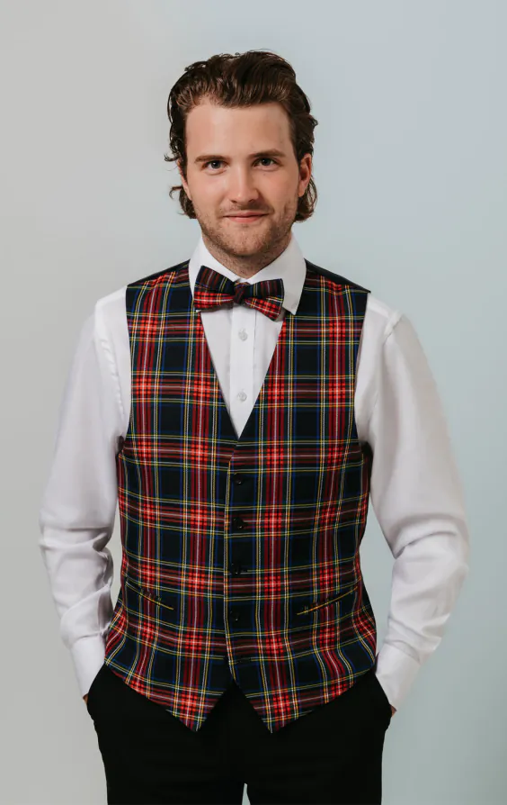 Navy Blue Tartan Vest