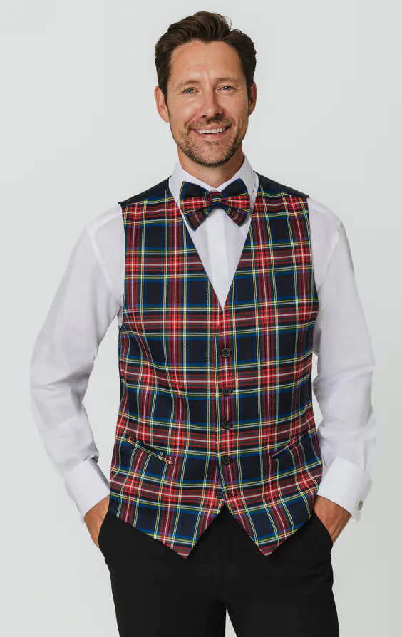 Navy Blue Tartan Vest