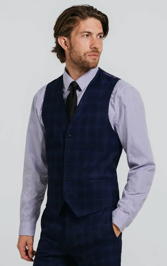 Navy with Blue Overcheck Suit Jacket | Dobell