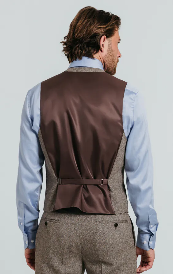 Brown Herringbone Tweed Vest - photo 2 Brown Herringbone Tweed Vest - photo 2