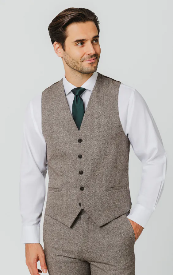 Brown Herringbone Tweed 3 Piece Suit - photo 7 Brown Herringbone Tweed 3 Piece Suit - photo 7