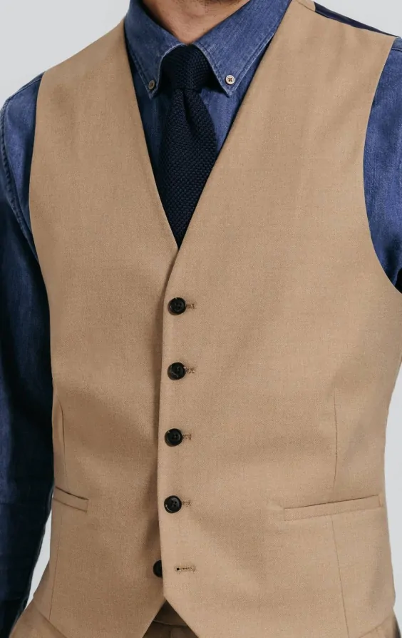 Camel Twill Vest | Dobell