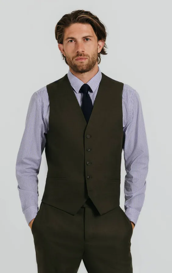 Dark Green Twill Vest