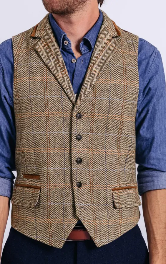 CC VEST IN YELLOW MIX BROWN TWEED main image 1