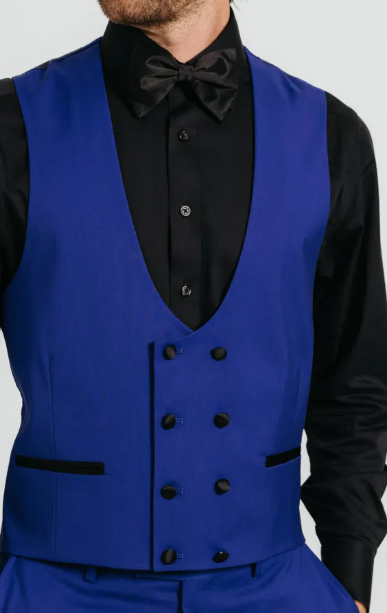 Bright Blue Double Breasted Tuxedo Vest - photo 1