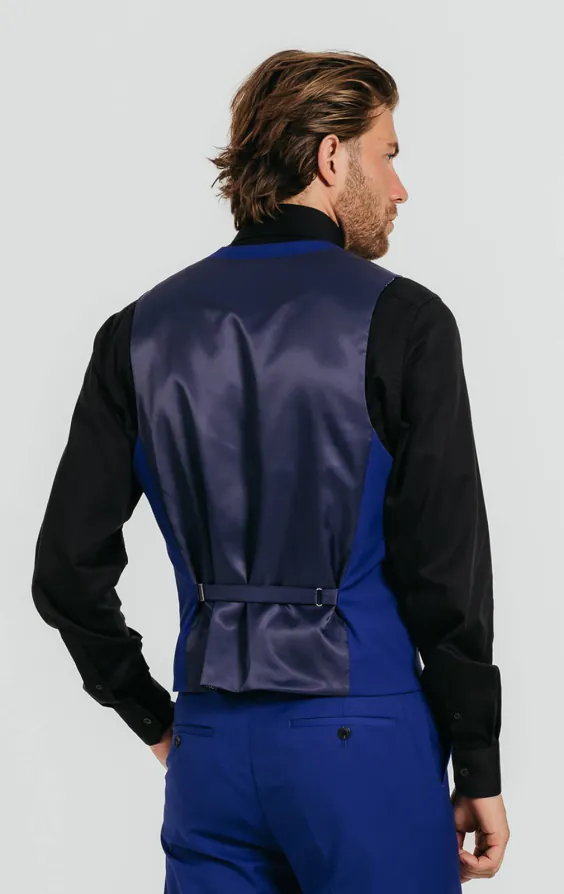 Bright Blue Double Breasted Tuxedo Vest - photo 2