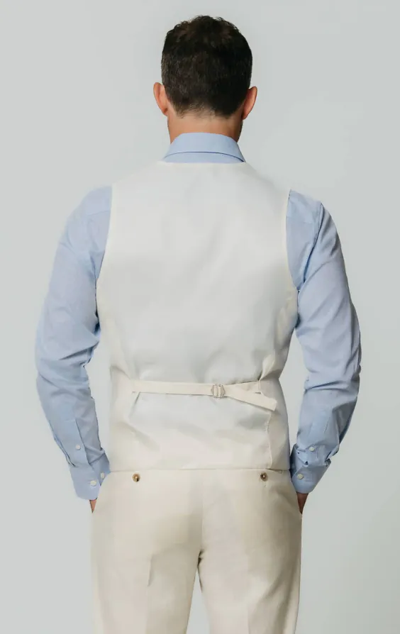 Ivory Linen Slim Fit Vest - photo 2