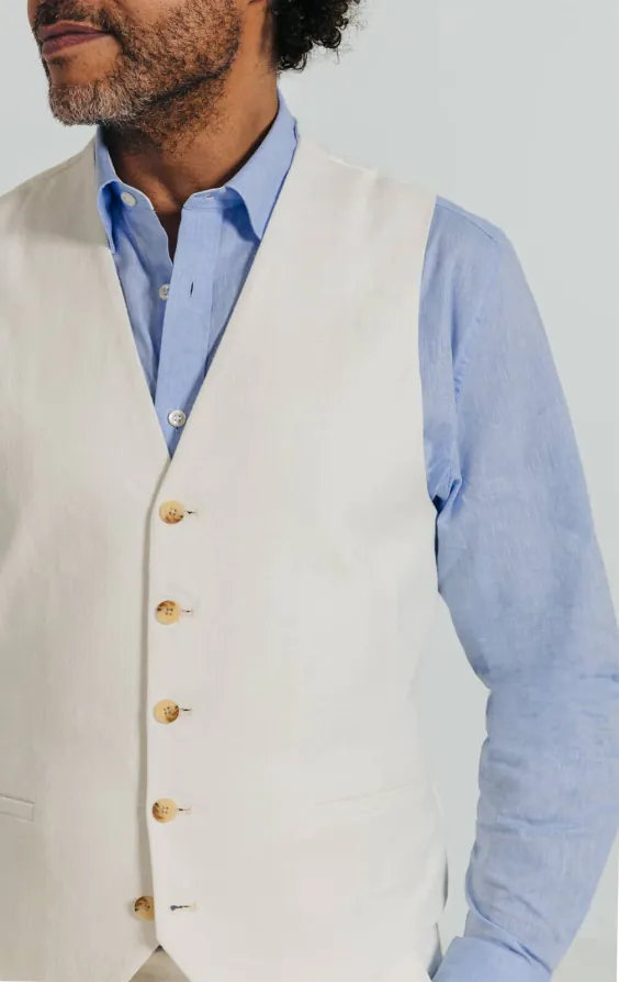 Off White Linen Twill Vest - photo 1 Off White Linen Twill Vest - photo 1