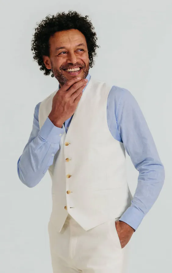 Off White Linen Twill Vest Off White Linen Twill Vest
