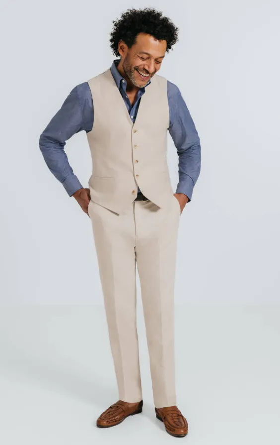 Oatmeal Linen Herringbone Vest - photo 1 Oatmeal Linen Herringbone Vest - photo 1