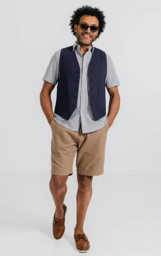 Navy Linen Twill Vest - photo 1 Navy Linen Twill Vest - photo 1