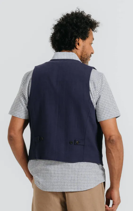Navy Linen Twill Vest - photo 3 Navy Linen Twill Vest - photo 3