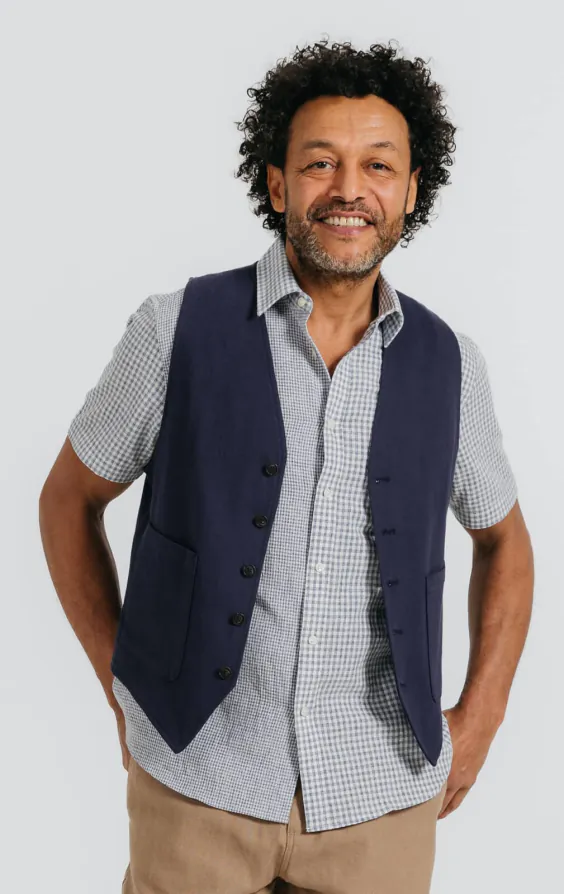 Navy Linen Twill Vest Navy Linen Twill Vest