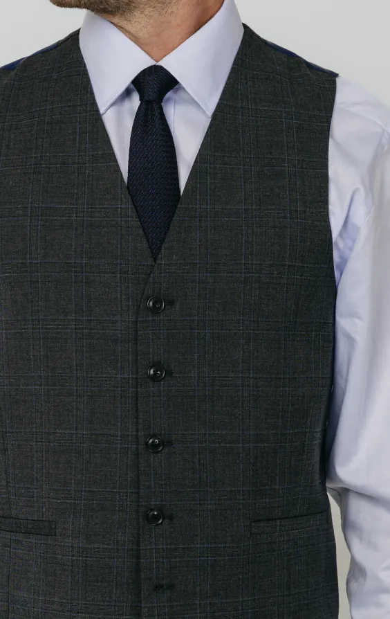 Charcoal Windowpane Vest - photo 1