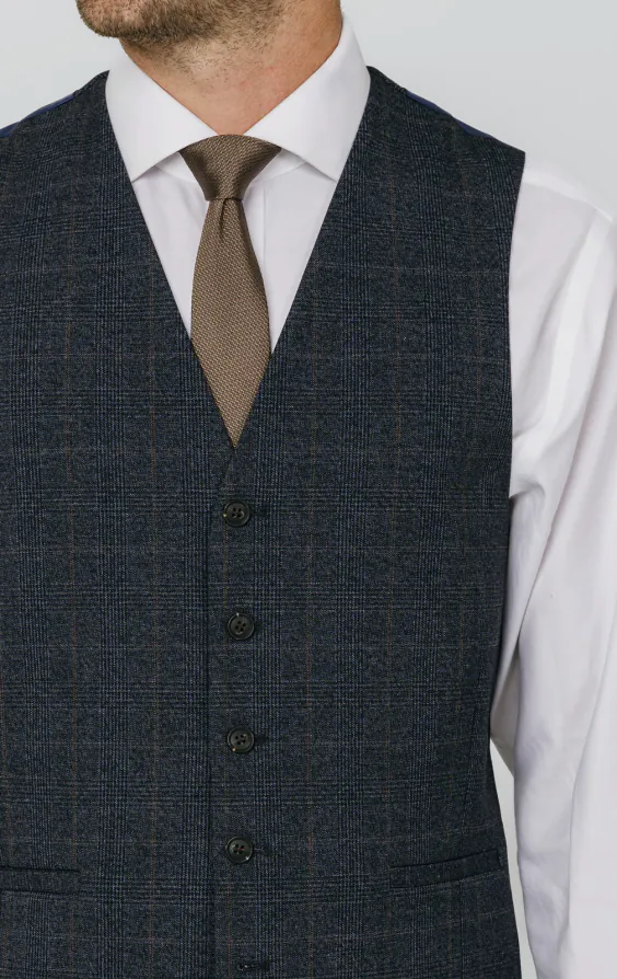 Navy with Rust Check Vest - photo 1