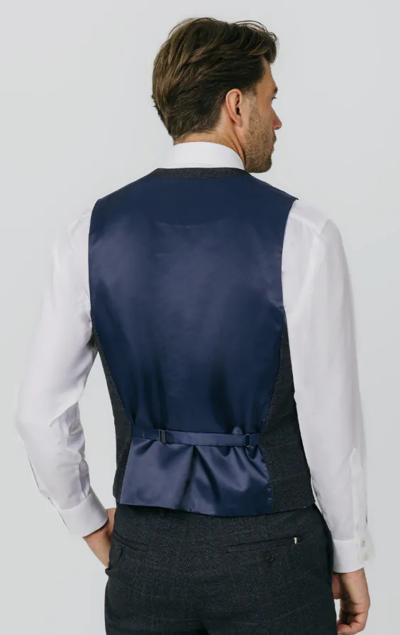 Navy with Rust Check Vest - photo 2