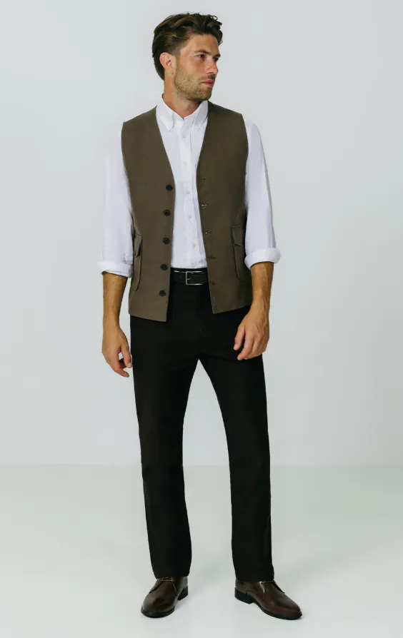 Olive Moleskin Vest | Dobell