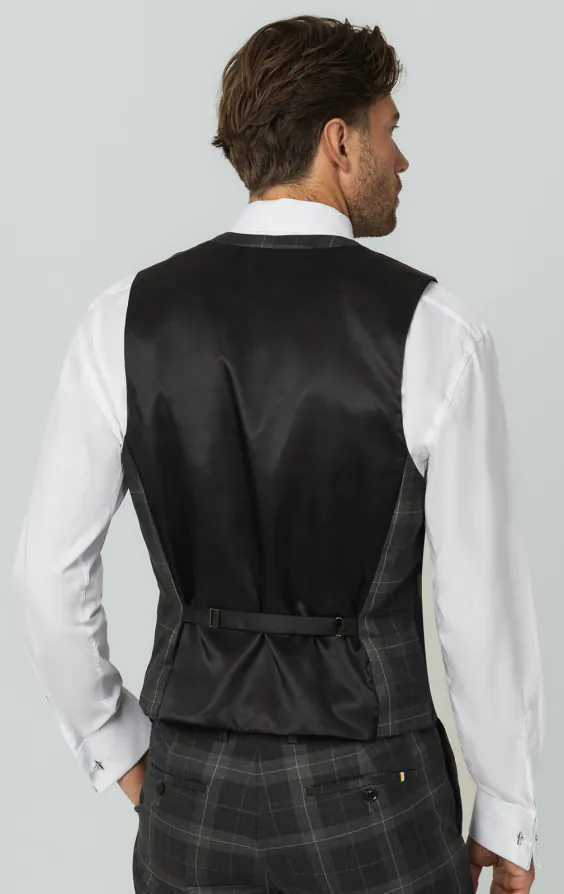 Gray Tartan Check Double Breasted Horseshoe Vest - photo 2