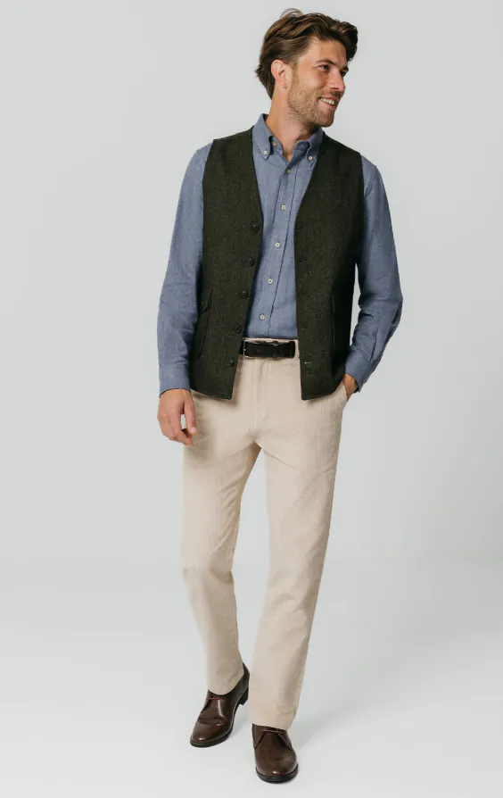 Green Herringbone Tweed Vest with Patch Pockets - photo 1 Green Herringbone Tweed Vest with Patch Pockets - photo 1