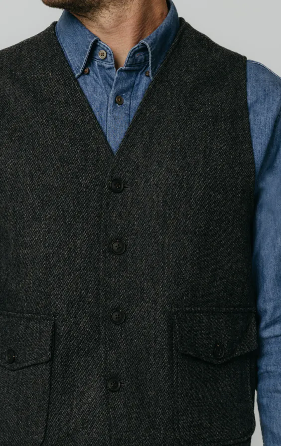 Gray Barleycorn Tweed Vest with Patch Pockets - photo 1 Gray Barleycorn Tweed Vest with Patch Pockets - photo 1
