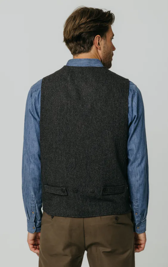 Gray Barleycorn Tweed Vest with Patch Pockets - photo 3 Gray Barleycorn Tweed Vest with Patch Pockets - photo 3