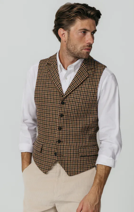 Brown Houndstooth Tweed Vest - photo 1 Brown Houndstooth Tweed Vest - photo 1