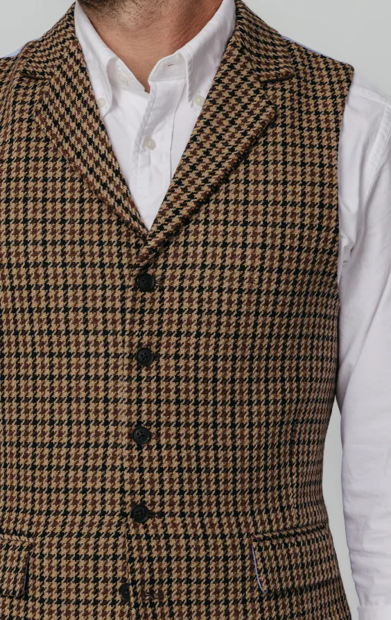 Brown Houndstooth Tweed Vest - photo 2 Brown Houndstooth Tweed Vest - photo 2