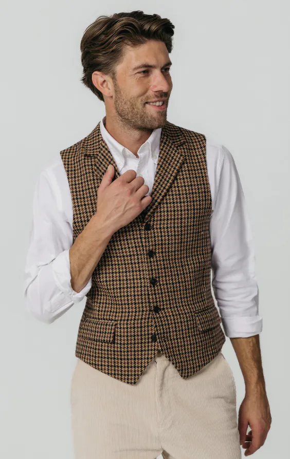 Brown Houndstooth Tweed Vest Brown Houndstooth Tweed Vest
