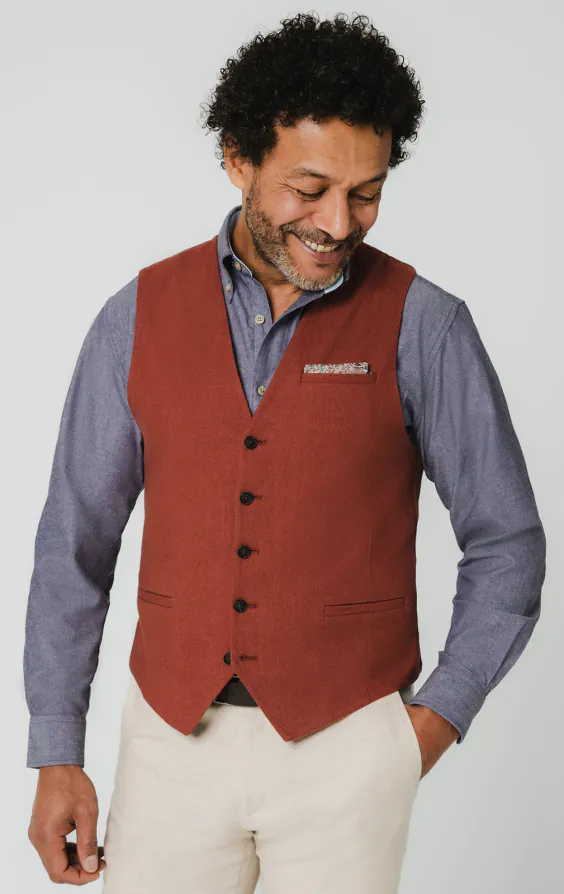 Terracotta Linen Vest