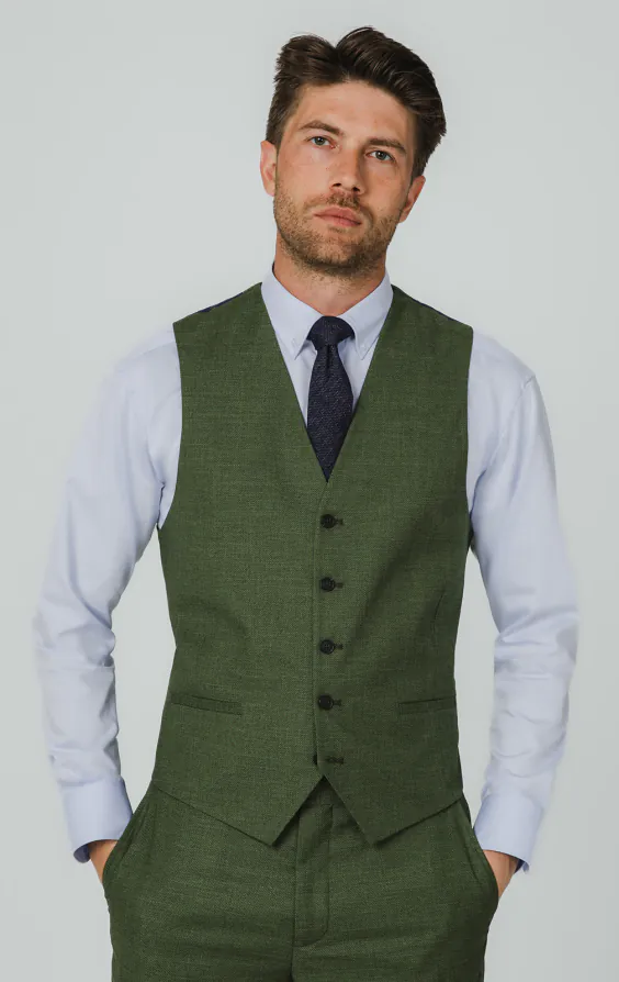 Pine Green Textured Weave 3 Piece Suit - photo 7 Pine Green Textured Weave 3 Piece Suit - photo 7
