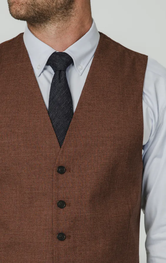 Rust Brown Textured Weave Vest - photo 1