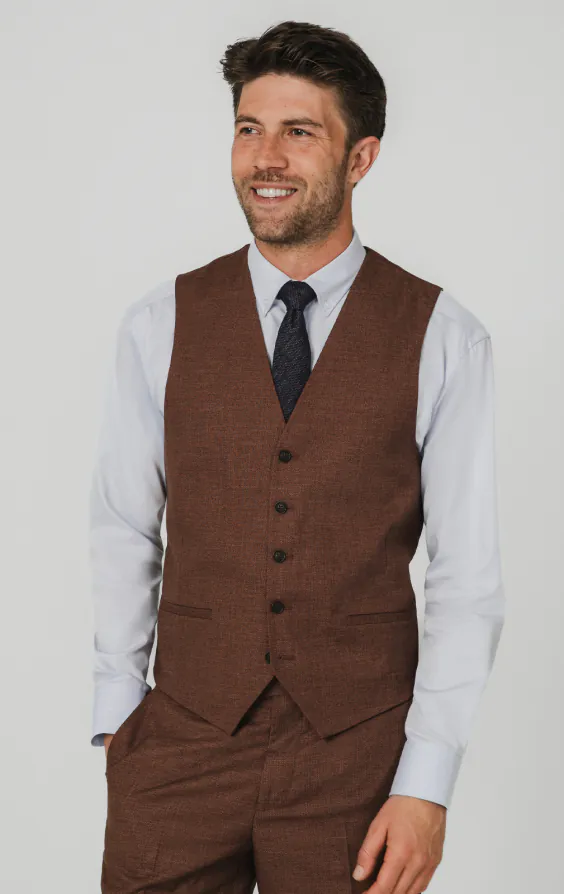 Rust Brown Textured Weave Vest