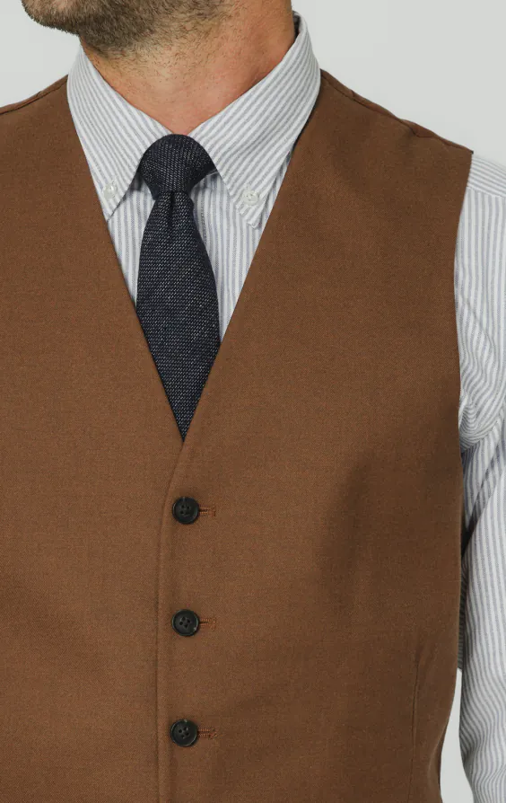 Mid Brown Twill Suit Vest - photo 1