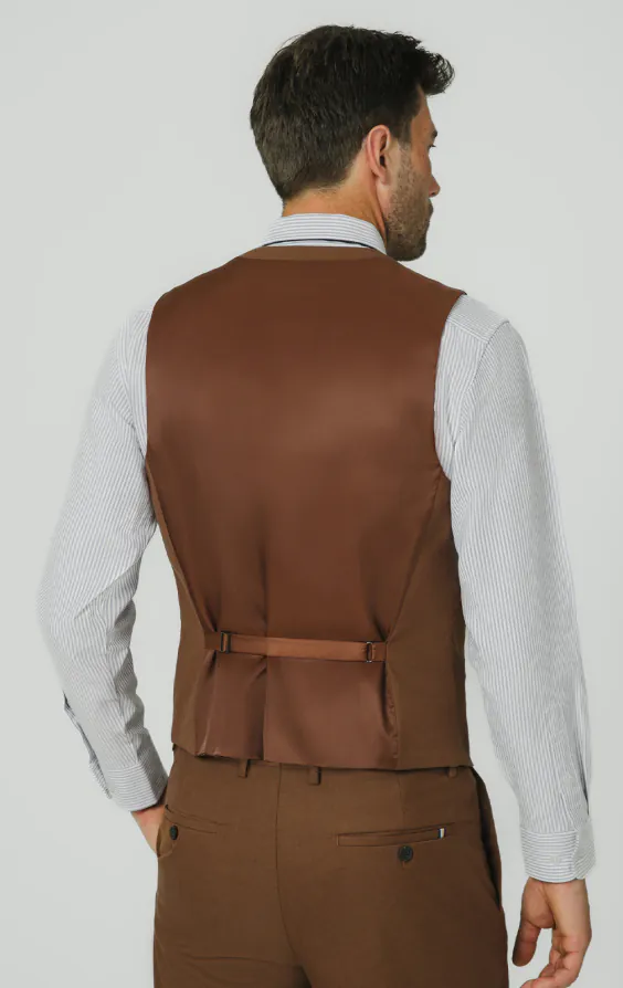 Mid Brown Twill Suit Vest - photo 2