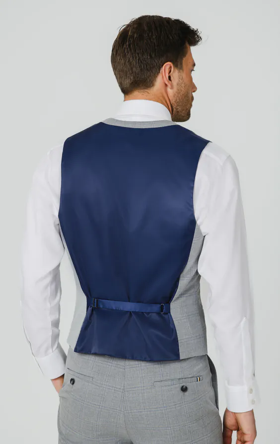 Light Gray & Blue Check Waistcoat - photo 2