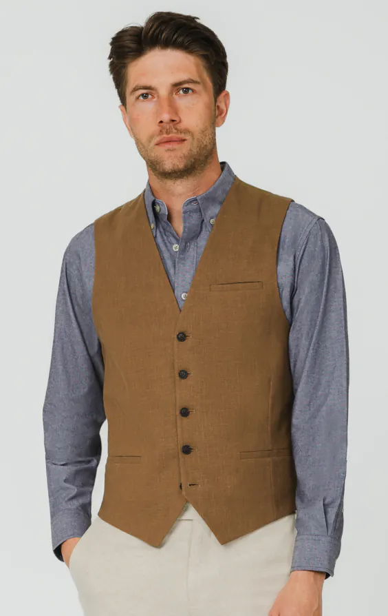 Mid Brown Ramie Vest Mid Brown Ramie Vest