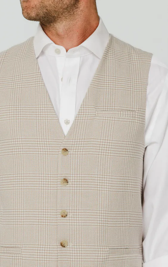 Beige Prince of Wales Check Vest - photo 1