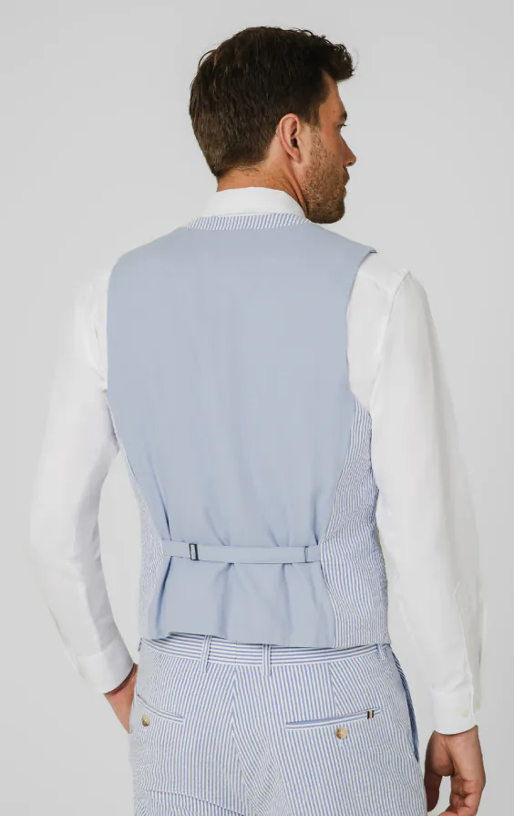 Blue & White Seersucker Vest - photo 2