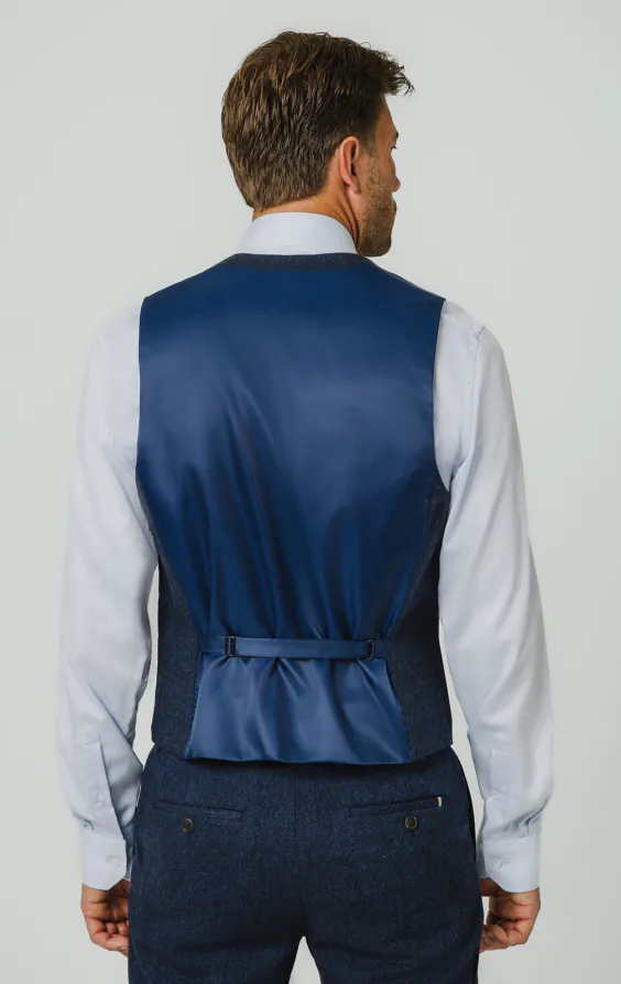 Blue Herringbone Tweed Vest - photo 2 Blue Herringbone Tweed Vest - photo 2