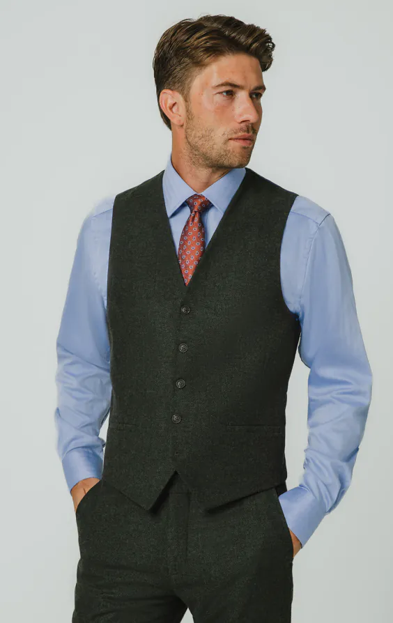 Dark Green Herringbone Tweed 3 Piece Suit - photo 7 Dark Green Herringbone Tweed 3 Piece Suit - photo 7
