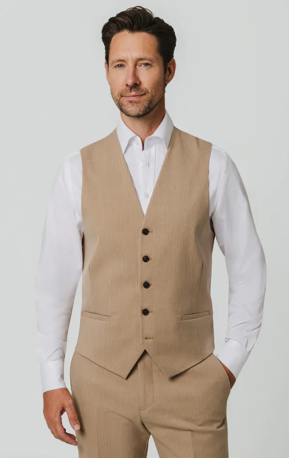 Camel Pinstripe Vest Camel Pinstripe Vest