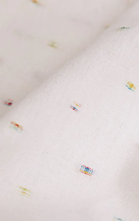 White Short Sleeve Shirt with Colored Weave - photo 4 White Short Sleeve Shirt with Colored Weave - photo 4