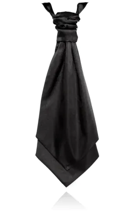 Boys Black Polyester Satin Cravat