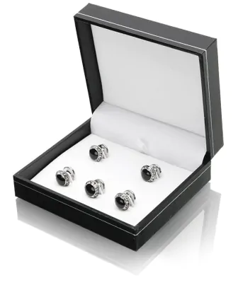 mens evening dress shirt studs 731-Y Black Laydown Collar Pleated Tuxedo Shirt main image 0